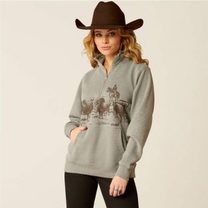 Ariat 1/2 Zip Sweatshirt Szare Polska | SUBALP-923 Ariat 1/2 Zip Sweatshirt Szare Polska | SUBALP-923