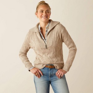 Ariat Alamere Sweater Oatmeal Heather Polska | FGEUXA-481 Ariat Alamere Sweater Oatmeal Heather Polska | FGEUXA-481