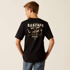 Ariat American Rancher T-Shirt Czarne Polska | VIZWOU-048 Ariat American Rancher T-Shirt Czarne Polska | VIZWOU-048