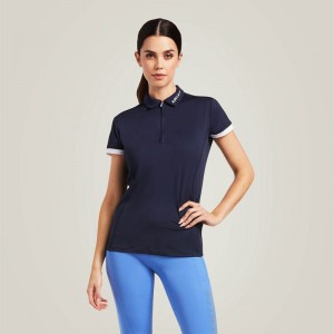 Ariat Bandera 1/4 Zip Polo Granatowe Polska | TAOKED-352 Ariat Bandera 1/4 Zip Polo Granatowe Polska | TAOKED-352