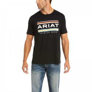 Ariat Bar Stripe T-Shirt Czarne Polska | KCEIQZ-974 Ariat Bar Stripe T-Shirt Czarne Polska | KCEIQZ-974