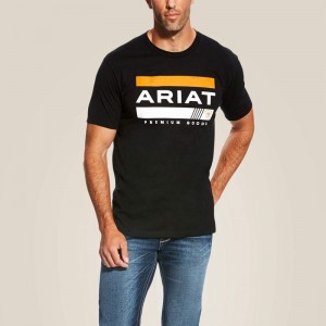 Ariat Bar Stripe T-Shirt Czarne Polska | MBQAHF-574 Ariat Bar Stripe T-Shirt Czarne Polska | MBQAHF-574