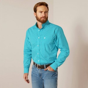 Ariat Blaine Fitted Shirt Turkusowe Polska | TMBAIJ-107 Ariat Blaine Fitted Shirt Turkusowe Polska | TMBAIJ-107