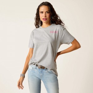 Ariat Cactus Rose T-Shirt Szare Polska | SBKADG-094 Ariat Cactus Rose T-Shirt Szare Polska | SBKADG-094