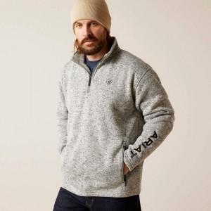 Ariat Caldwell Logo 1/4 Zip Sweater Nulla Heather Polska | AOEKFH-820 Ariat Caldwell Logo 1/4 Zip Sweater Nulla Heather Polska | AOEKFH-820