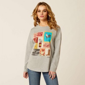 Ariat Cattle Call Oversized Shirt Szare Polska | ELHGVS-208 Ariat Cattle Call Oversized Shirt Szare Polska | ELHGVS-208