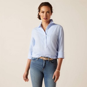 Ariat Cazadero Blouse Niebieskie Polska | WKADHL-109 Ariat Cazadero Blouse Niebieskie Polska | WKADHL-109