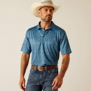 Ariat Charger 2.0 Printed Polo Niebieskie Polska | TCGKND-172 Ariat Charger 2.0 Printed Polo Niebieskie Polska | TCGKND-172