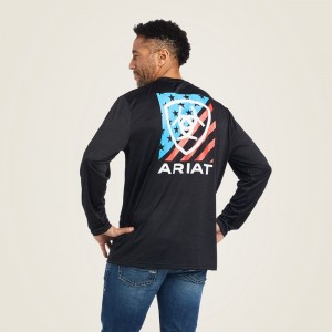 Ariat Charger Americana T-Shirt Czarne Polska | JNQSYT-652 Ariat Charger Americana T-Shirt Czarne Polska | JNQSYT-652