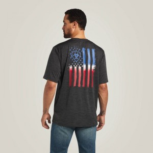 Ariat Charger Vertical Flag Tee Charcoal Polska | BQGFJL-203 Ariat Charger Vertical Flag Tee Charcoal Polska | BQGFJL-203