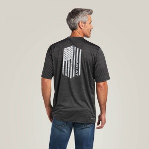 Ariat Charger Vertical Flag Tee Charcoal Polska | YHTNCE-231 Ariat Charger Vertical Flag Tee Charcoal Polska | YHTNCE-231