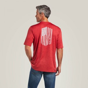 Ariat Charger Vertical Flag Tee Scooter Polska | ZBHKIJ-839 Ariat Charger Vertical Flag Tee Scooter Polska | ZBHKIJ-839
