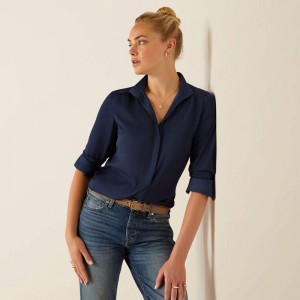Ariat Charolais Blouse Granatowe Polska | ESCJDV-216 Ariat Charolais Blouse Granatowe Polska | ESCJDV-216