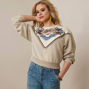 Ariat Chimayo Embroidered Sweatshirt Brindle Polska | BZLEVN-792 Ariat Chimayo Embroidered Sweatshirt Brindle Polska | BZLEVN-792