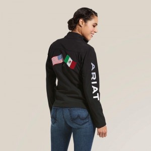 Ariat Classic Team Usa/Mex Softshell Jacket Czarne Polska | NJZKDH-937 Ariat Classic Team Usa/Mex Softshell Jacket Czarne Polska | NJZKDH-937