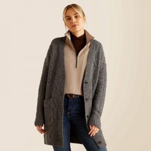 Ariat Colma Cardigan Charcoal Polska | FDGWIH-968 Ariat Colma Cardigan Charcoal Polska | FDGWIH-968