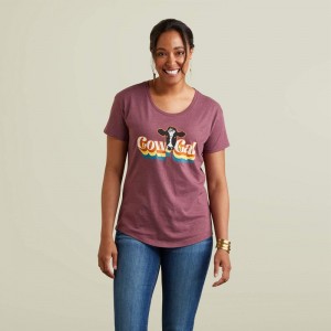 Ariat Cow Gal T-Shirt Bordowe Polska | NGITVE-098 Ariat Cow Gal T-Shirt Bordowe Polska | NGITVE-098