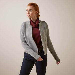 Ariat Daly Cardigan Heather Gray Polska | XOHKLG-517 Ariat Daly Cardigan Heather Gray Polska | XOHKLG-517