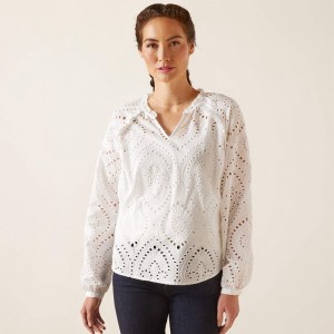 Ariat Decelea Blouse Białe Polska | ZKGYPW-805 Ariat Decelea Blouse Białe Polska | ZKGYPW-805