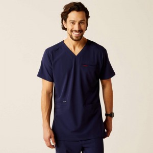 Ariat Derham 6 Pocket Scrub Top Granatowe Polska | TXAMVD-374 Ariat Derham 6 Pocket Scrub Top Granatowe Polska | TXAMVD-374