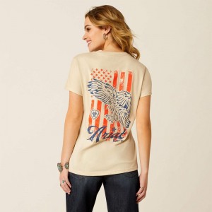 Ariat Eagle Proud T-Shirt Natural Polska | TSUMJP-127 Ariat Eagle Proud T-Shirt Natural Polska | TSUMJP-127