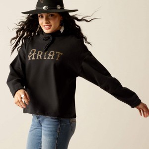 Ariat Essential Hoodie Black/Leopard Polska | NHVYOU-503 Ariat Essential Hoodie Black/Leopard Polska | NHVYOU-503