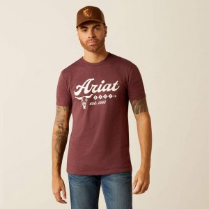 Ariat Established Boot Co. T-Shirt Bordowe Polska | WEXMYD-297 Ariat Established Boot Co. T-Shirt Bordowe Polska | WEXMYD-297
