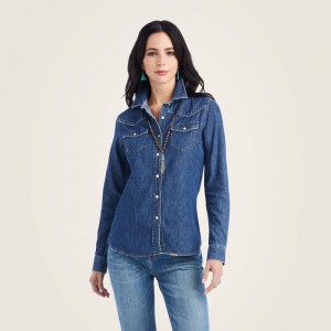 Ariat Farriday Denim Shirt Bluelight Polska | KANIWR-285 Ariat Farriday Denim Shirt Bluelight Polska | KANIWR-285