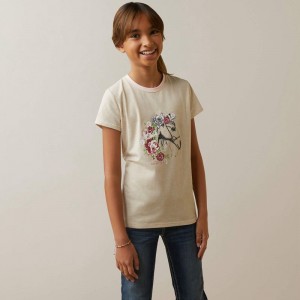 Ariat Flora T-Shirt Oatmeal Heather Polska | TFLERV-924 Ariat Flora T-Shirt Oatmeal Heather Polska | TFLERV-924