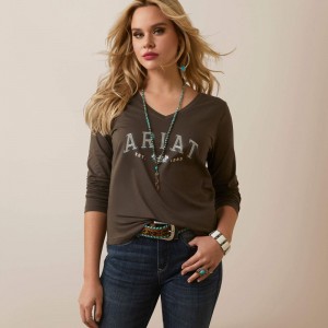Ariat Flora Tee Banyan Bark Polska | KXOIPA-073 Ariat Flora Tee Banyan Bark Polska | KXOIPA-073