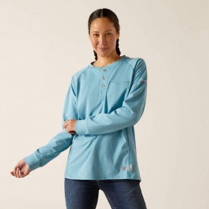 Ariat Fr Air Henley Top Niebieskie Polska | DMKUEI-814 Ariat Fr Air Henley Top Niebieskie Polska | DMKUEI-814
