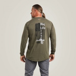Ariat Fr Air Rig Life Graphic T-Shirt Sage Heather Polska | OEGKYB-062 Ariat Fr Air Rig Life Graphic T-Shirt Sage Heather Polska | OEGKYB-062