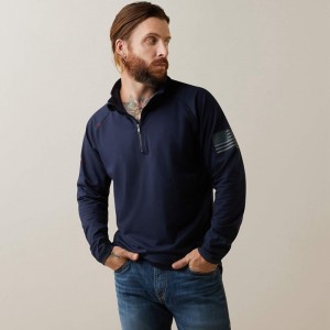 Ariat Fr Combat Stretch Patriot 1/4 Zip Work Shirt Granatowe Polska | TPGHDM-819 Ariat Fr Combat Stretch Patriot 1/4 Zip Work Shirt Granatowe Polska | TPGHDM-819