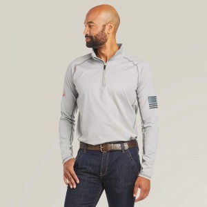Ariat Fr Combat Stretch Patriot 1/4 Zip Work Shirt Srebrne Polska | UZSCYG-435 Ariat Fr Combat Stretch Patriot 1/4 Zip Work Shirt Srebrne Polska | UZSCYG-435