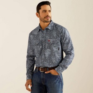 Ariat Fr Pacific Snap Work Shirt Granatowe Polska | SERDCG-824