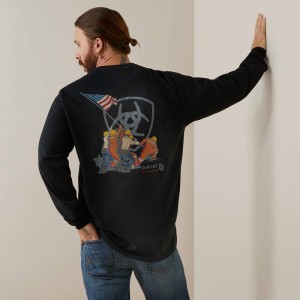Ariat Fr Raising The Flag T-Shirt Czarne Polska | QNEUZW-032 Ariat Fr Raising The Flag T-Shirt Czarne Polska | QNEUZW-032