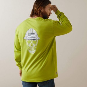 Ariat Fr Roughneck Skull Logo T-Shirt Bright Lime Polska | VNJKEC-359 Ariat Fr Roughneck Skull Logo T-Shirt Bright Lime Polska | VNJKEC-359