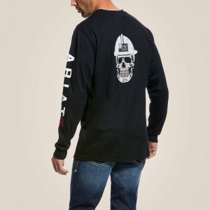 Ariat Fr Roughneck Skull Logo T-Shirt Czarne Polska | TXFDPJ-035 Ariat Fr Roughneck Skull Logo T-Shirt Czarne Polska | TXFDPJ-035