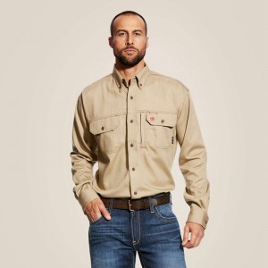 Ariat Fr Solid Vent Work Shirt Khaki Polska | NYVTPK-194 Ariat Fr Solid Vent Work Shirt Khaki Polska | NYVTPK-194