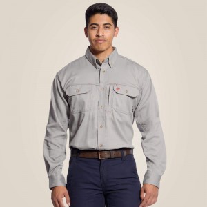 Ariat Fr Solid Vent Work Shirt Srebrne Polska | AWONKP-743 Ariat Fr Solid Vent Work Shirt Srebrne Polska | AWONKP-743