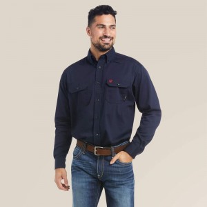 Ariat Fr Solid Work Shirt Granatowe Polska | CUWMLZ-278 Ariat Fr Solid Work Shirt Granatowe Polska | CUWMLZ-278
