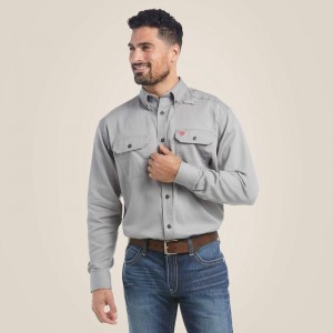 Ariat Fr Solid Work Shirt Srebrne Polska | GFCSAO-982 Ariat Fr Solid Work Shirt Srebrne Polska | GFCSAO-982