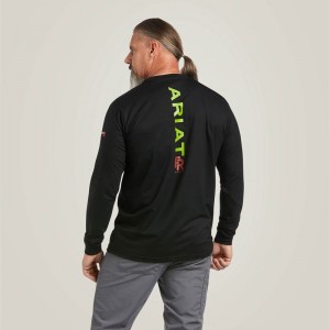 Ariat Fr Stretch Logo T-Shirt Black/Lime Polska | BGNPER-124 Ariat Fr Stretch Logo T-Shirt Black/Lime Polska | BGNPER-124