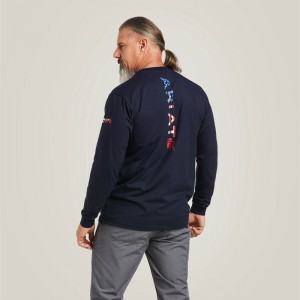 Ariat Fr Stretch Logo T-Shirt Navy/Usa Polska | PAYMZJ-280 Ariat Fr Stretch Logo T-Shirt Navy/Usa Polska | PAYMZJ-280