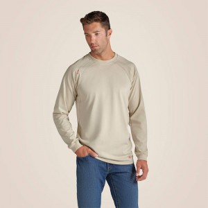 Ariat Fr Work Crew T-Shirt Sand Polska | KXTWIH-465 Ariat Fr Work Crew T-Shirt Sand Polska | KXTWIH-465