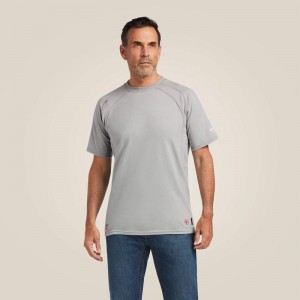 Ariat Fr Work Crew T-Shirt Srebrne Polska | WEJUIX-938 Ariat Fr Work Crew T-Shirt Srebrne Polska | WEJUIX-938