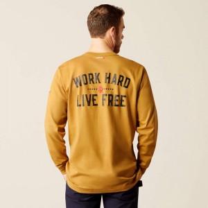Ariat Fr Work Hard Live Free T-Shirt Brązowe Polska | LJHNAP-792 Ariat Fr Work Hard Live Free T-Shirt Brązowe Polska | LJHNAP-792