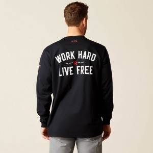 Ariat Fr Work Hard Live Free T-Shirt Czarne Polska | KZVTQA-834 Ariat Fr Work Hard Live Free T-Shirt Czarne Polska | KZVTQA-834