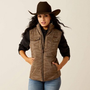 Ariat Grizzly Quilted Vest Banyan Bark Polska | QWGVJN-108 Ariat Grizzly Quilted Vest Banyan Bark Polska | QWGVJN-108