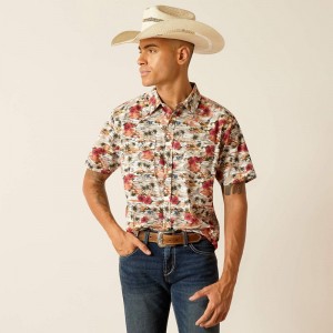Ariat Hakeem Retro Fit Shirt Egret Polska | DMKJQL-609 Ariat Hakeem Retro Fit Shirt Egret Polska | DMKJQL-609